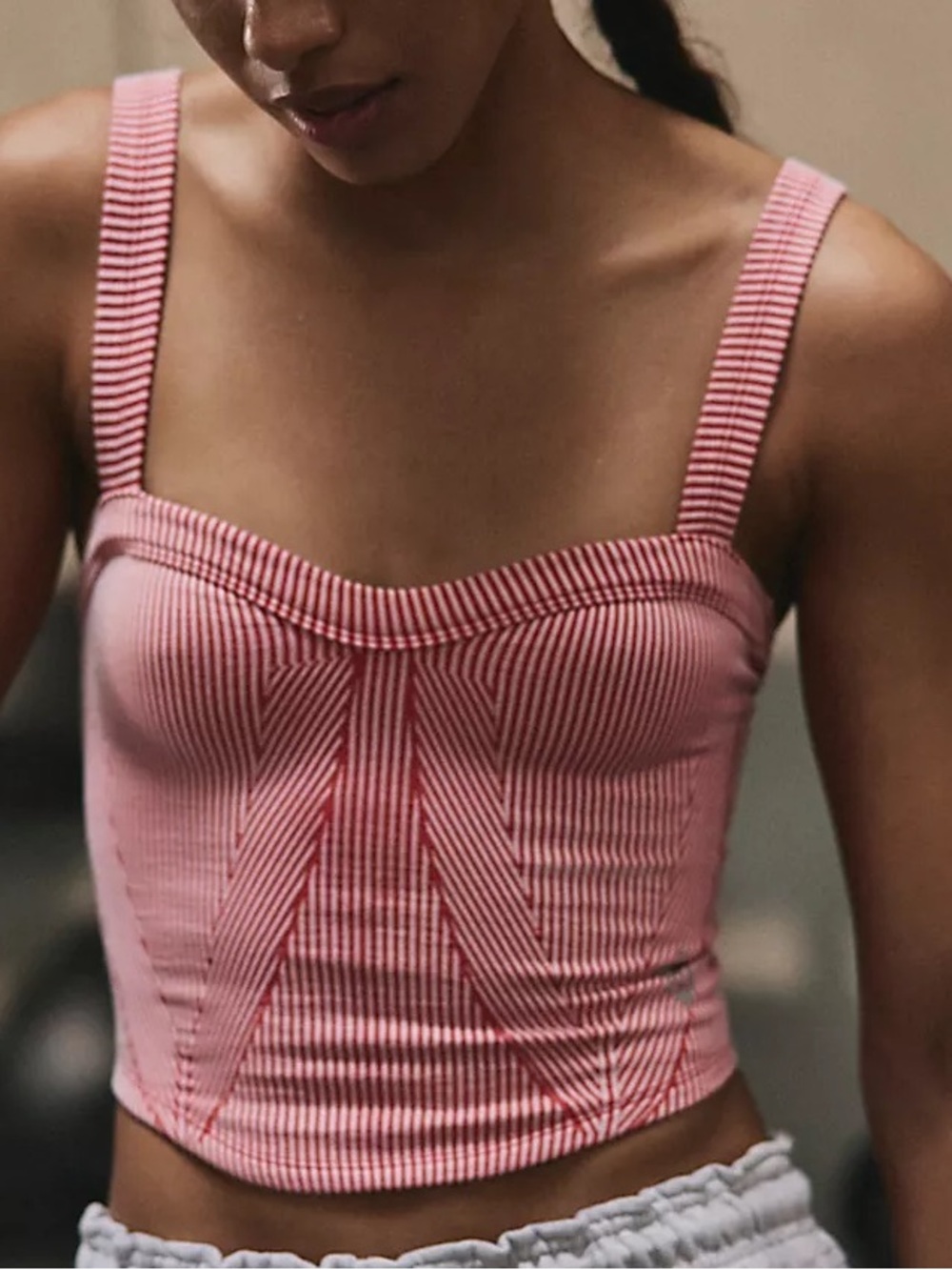 Free People Movement Active Blush Perfectly Plaited Ribbed Cami Tank Top